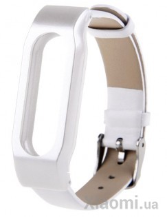 Ремешок для браслета Xiaomi Mi Band 2 Leather White (Лицензия)